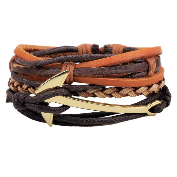 4PCS Multi-layer leather bracelet